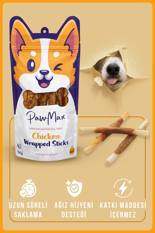 Tavuk Sarılı Burgu Çubuk - Doğal Köpek Ödül Maması | Chicken Wrapped Sticks
