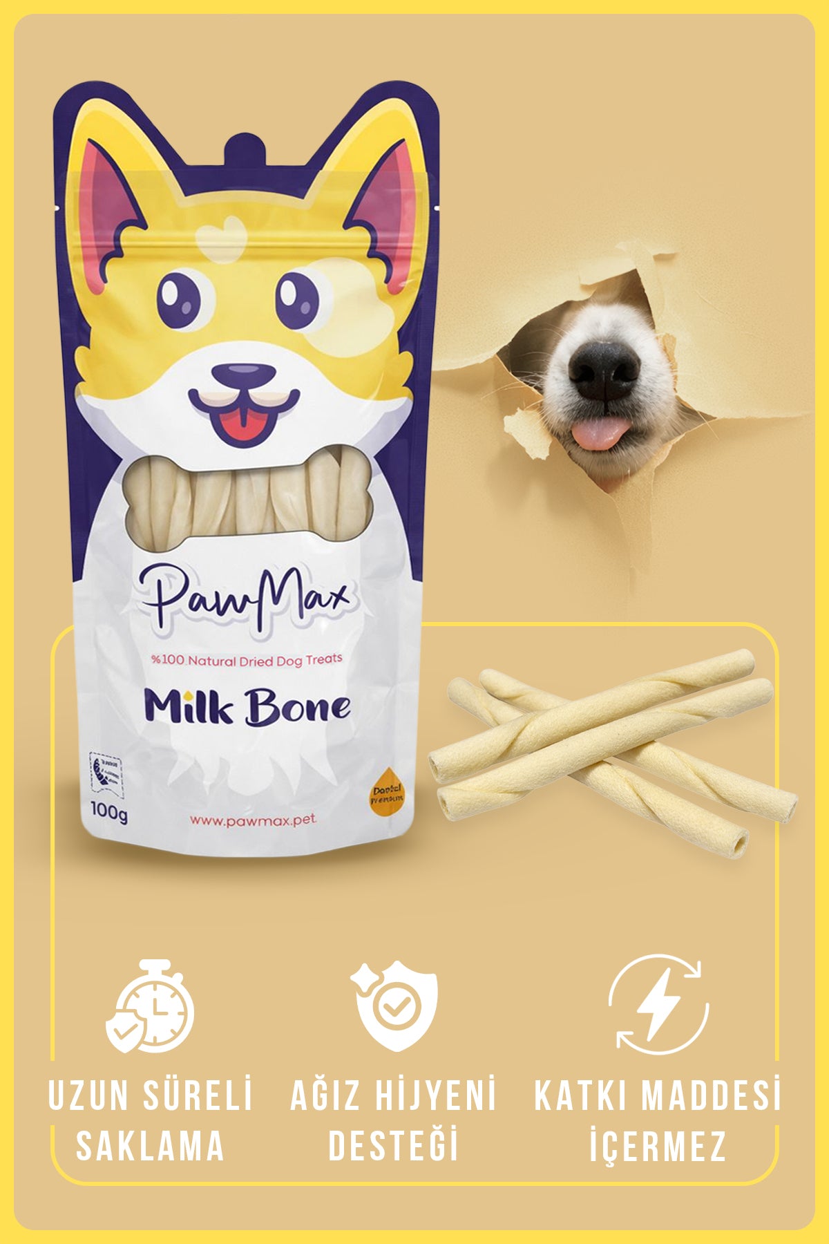White Twist Bone - Natural Dried Dog Treats - Milk Bone