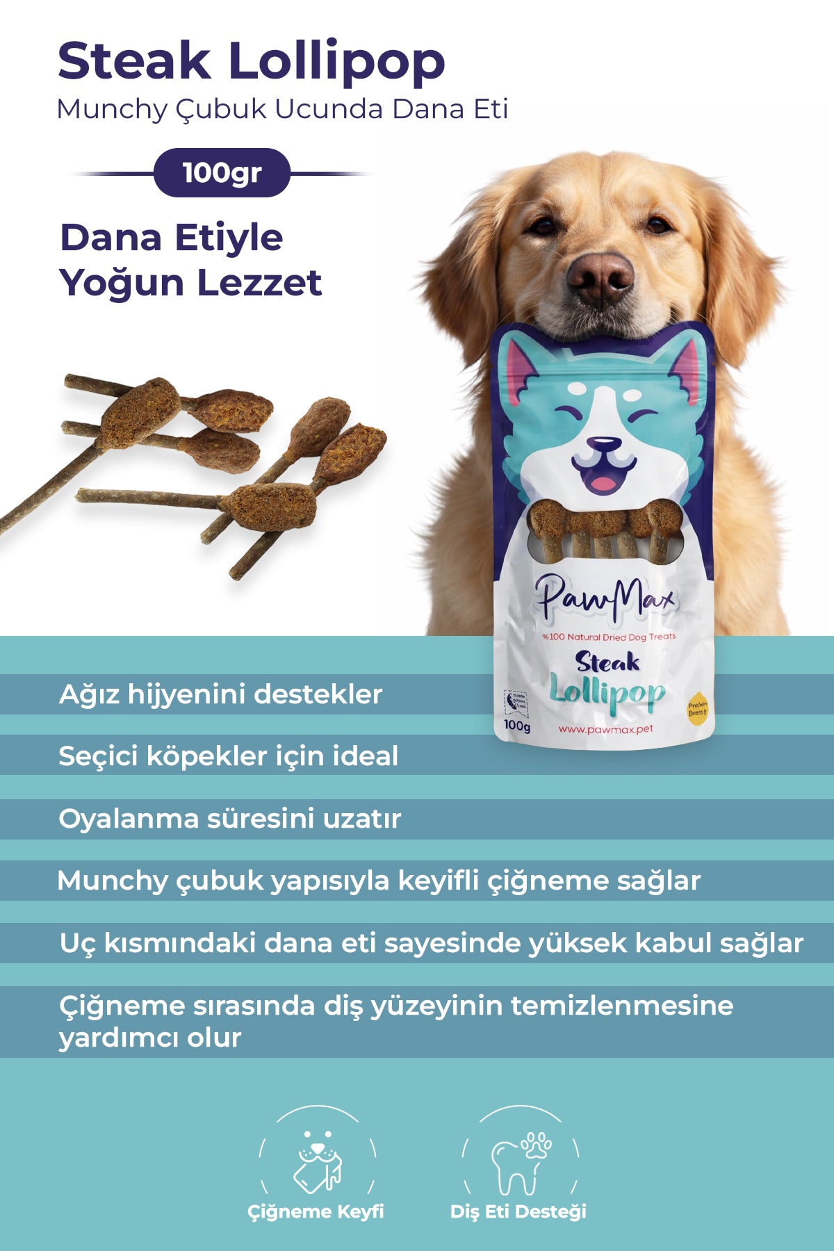 Meaty Bone Roll - Natural Dried Dog Treats - Steak Lollipop