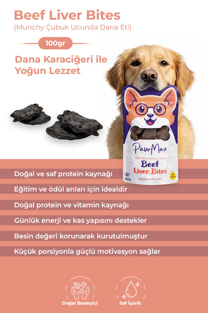Kurutulmuş Dana Karaciğer - Doğal Köpek Ödül Maması | Pawmax Beef Liver Bites