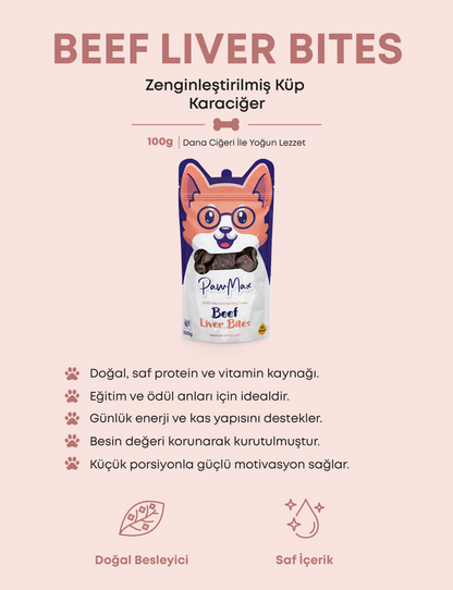 Kurutulmuş Dana Karaciğer - Doğal Köpek Ödül Maması | Pawmax Beef Liver Bites
