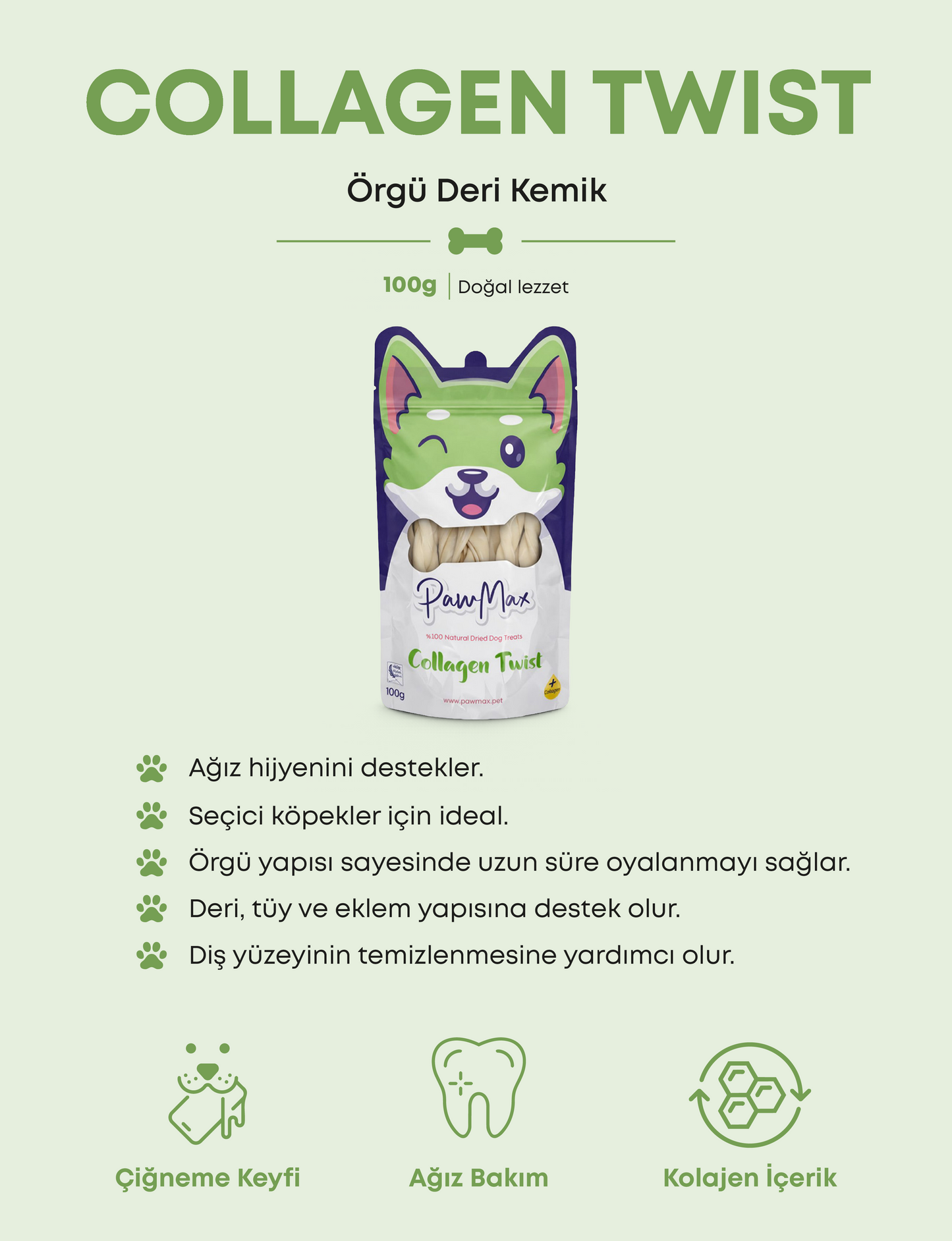 Kolajen Örgü - Doğal Köpek Ödül Maması | Collagen Twist