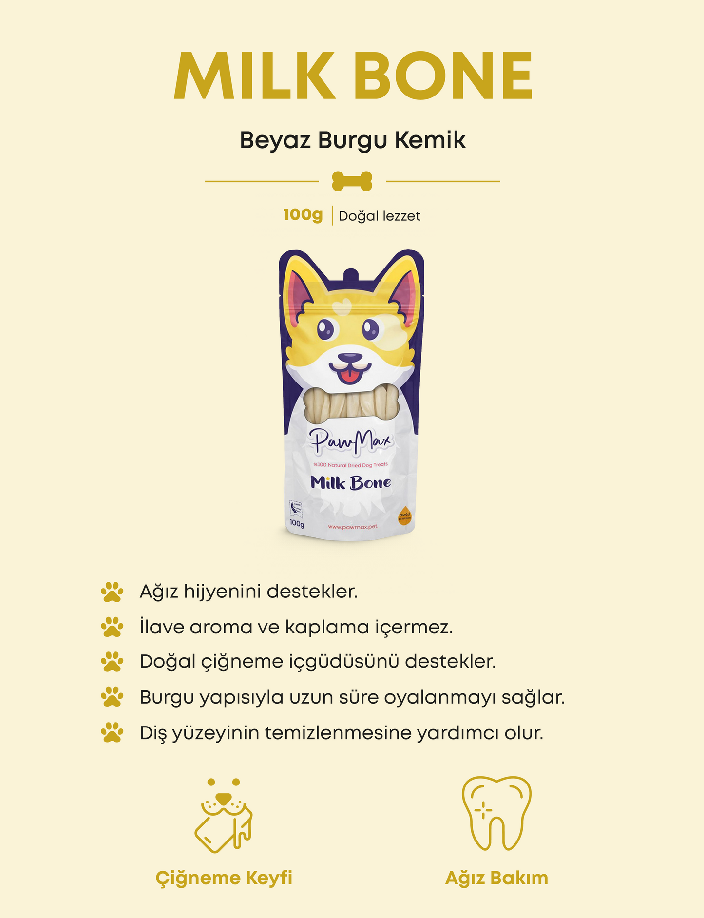 Beyaz Burgu Kemik - Doğal Köpek Ödül Maması | Milk Bone