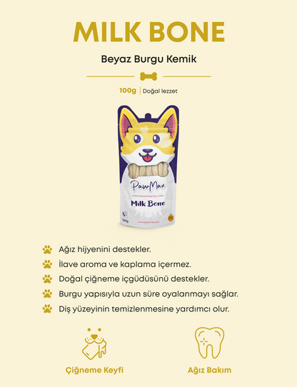 Beyaz Burgu Kemik - Doğal Köpek Ödül Maması | Milk Bone