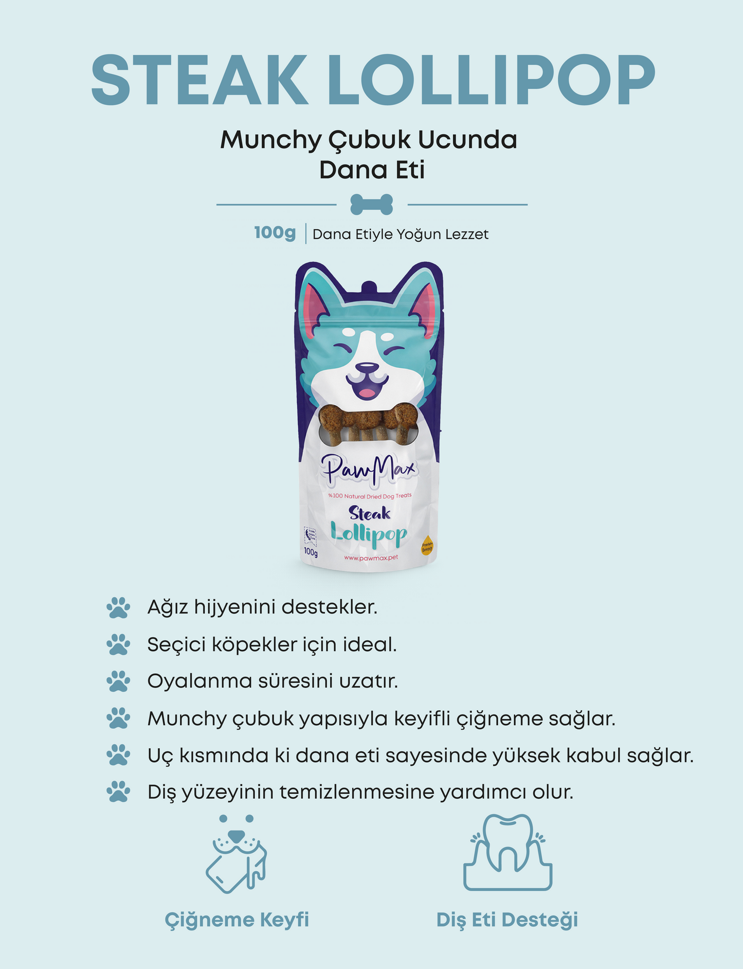 Etli Kemik Rulo - Doğal Köpek Ödül Maması | Steak Lollipop